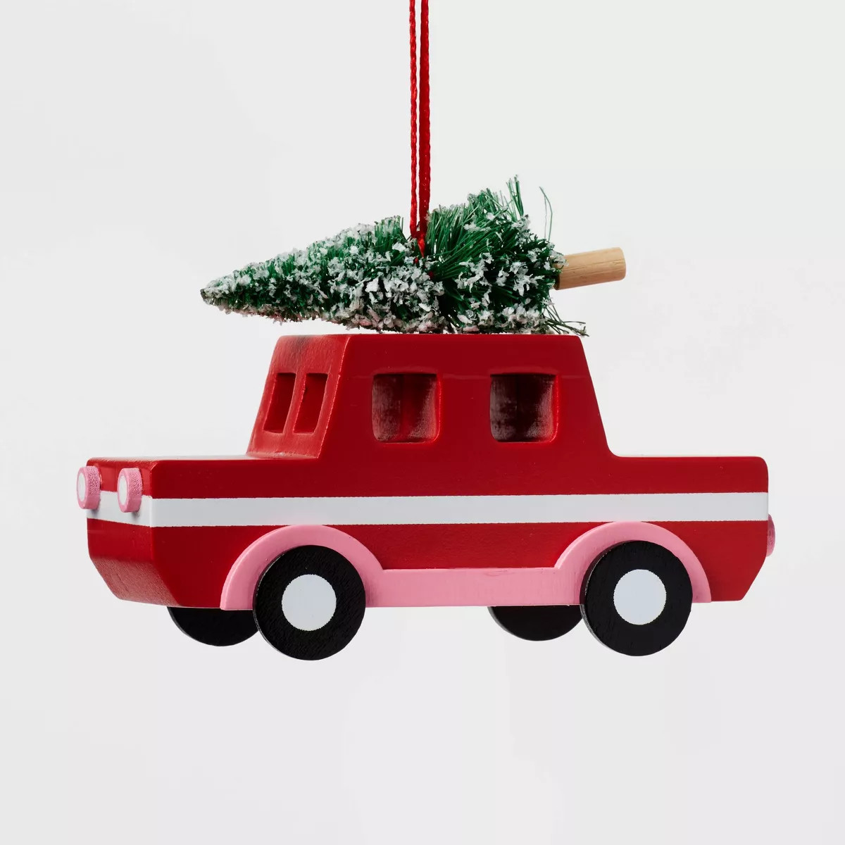 Wood Car with Tree Christmas Tree Ornament Red - Wondershop™ | Target