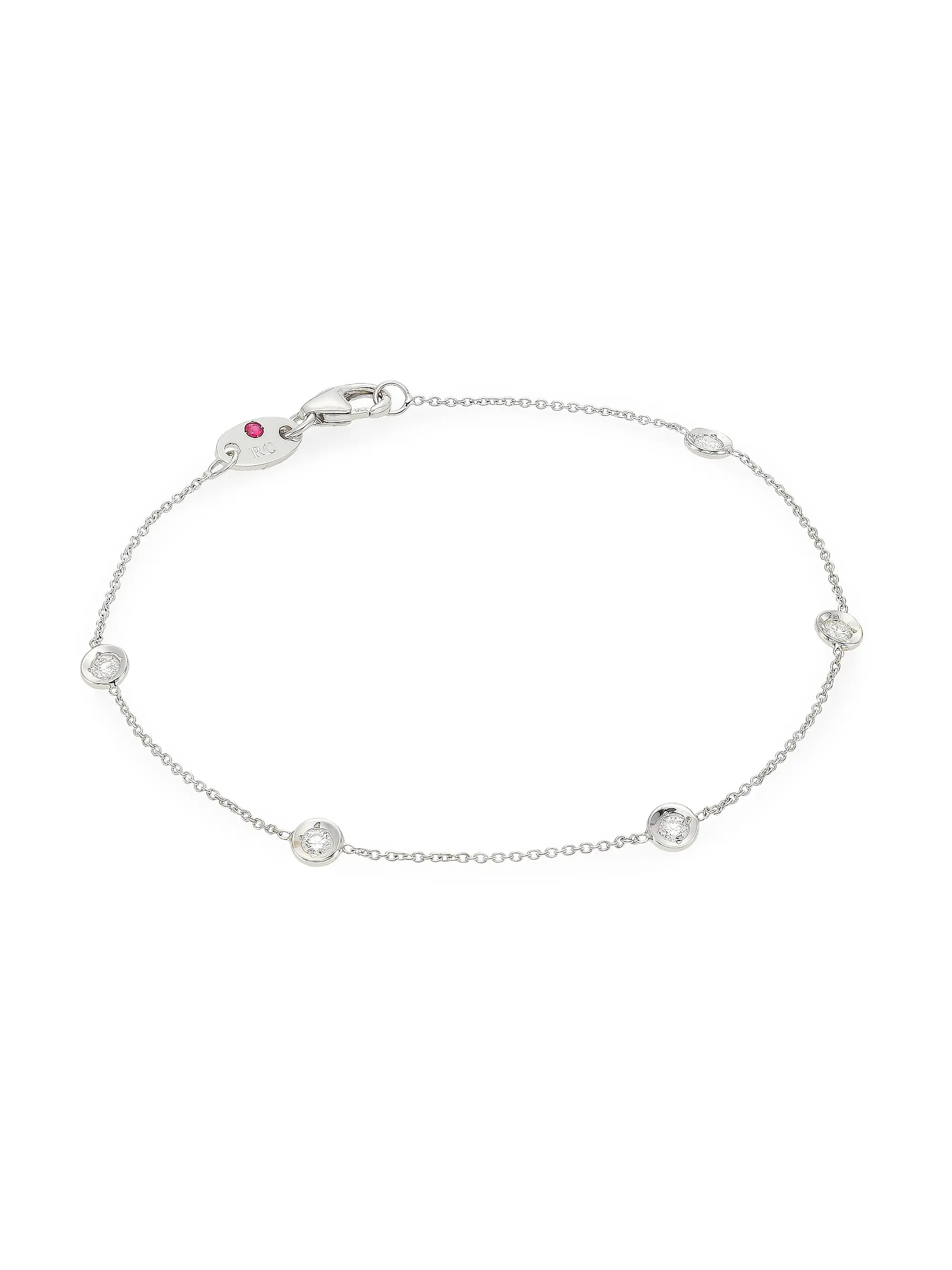 Tiny Treasures 18K White Gold & Diamond Bezel Station Bracelet | Saks Fifth Avenue