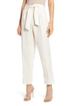 Tie Front Linen Blend Pants | Nordstrom