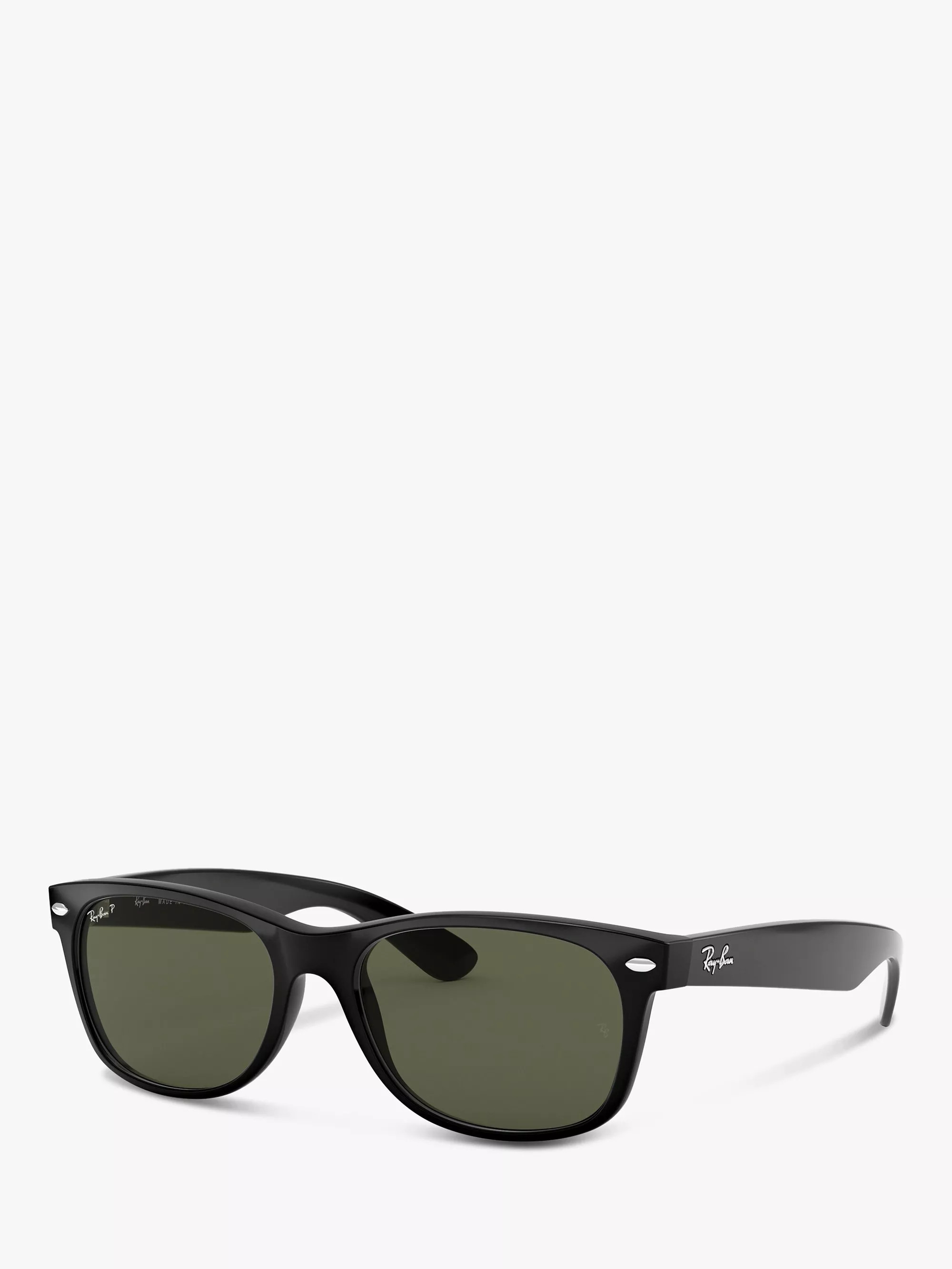 Ray-Ban RB2132 Wayfarer Polarised Sunglasses, Black | John Lewis (UK)