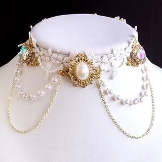 Rega - Layered Faux Pearl Alloy Choker | YesStyle | YesStyle Global