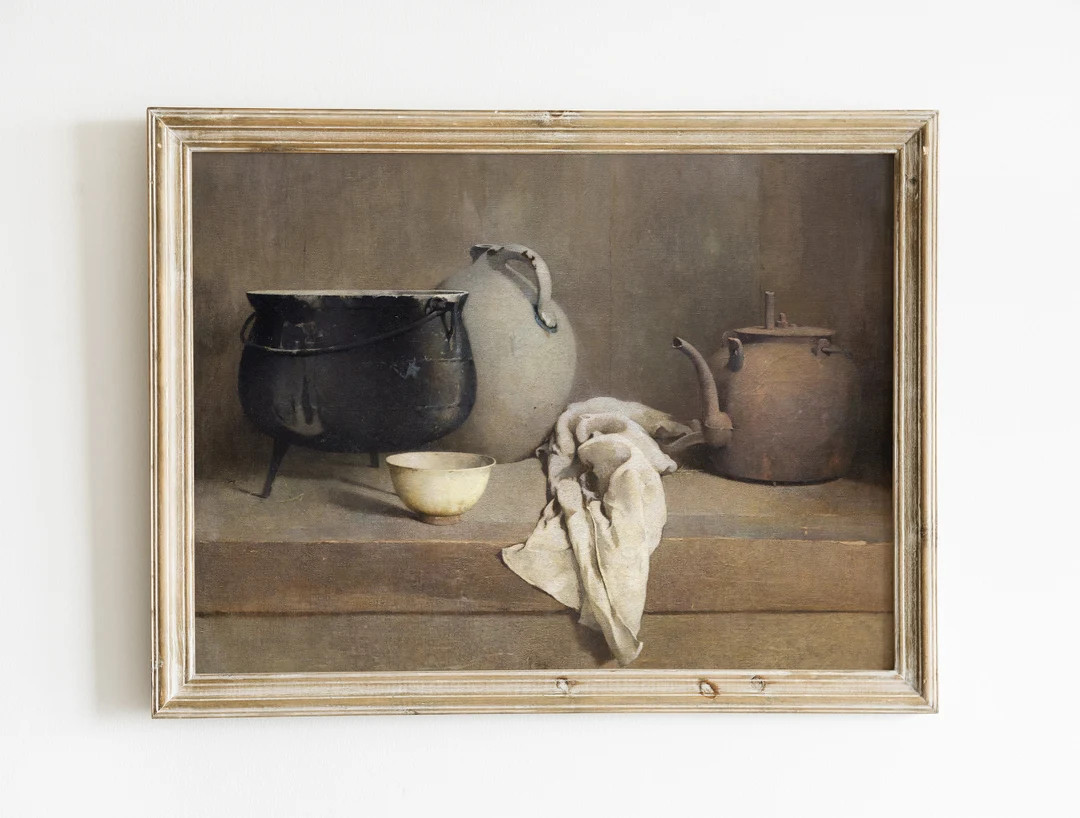 Vintage Rustic Kitchen Painting  Farmhouse Print  Still Life - Etsy | Etsy (US)