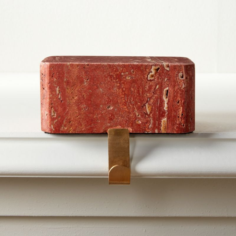 Red Modern Travertine Christmas Stocking Holder + Reviews | CB2 | CB2