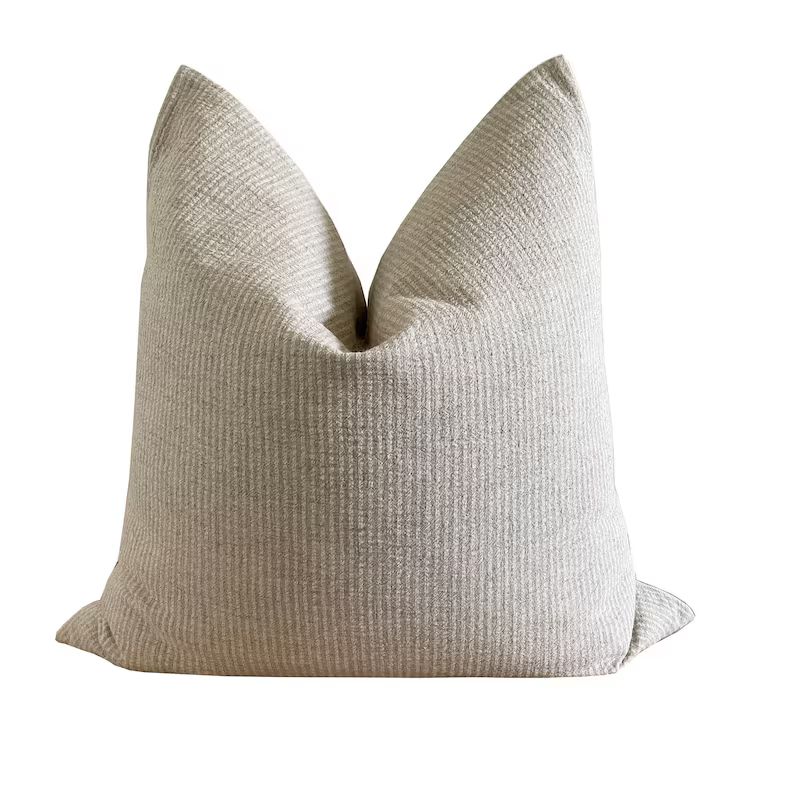Natural Stripe Pillow Cover, Textured Stripe Modern Farmhouse Pillow, Linen Pillow - Etsy | Etsy (US)