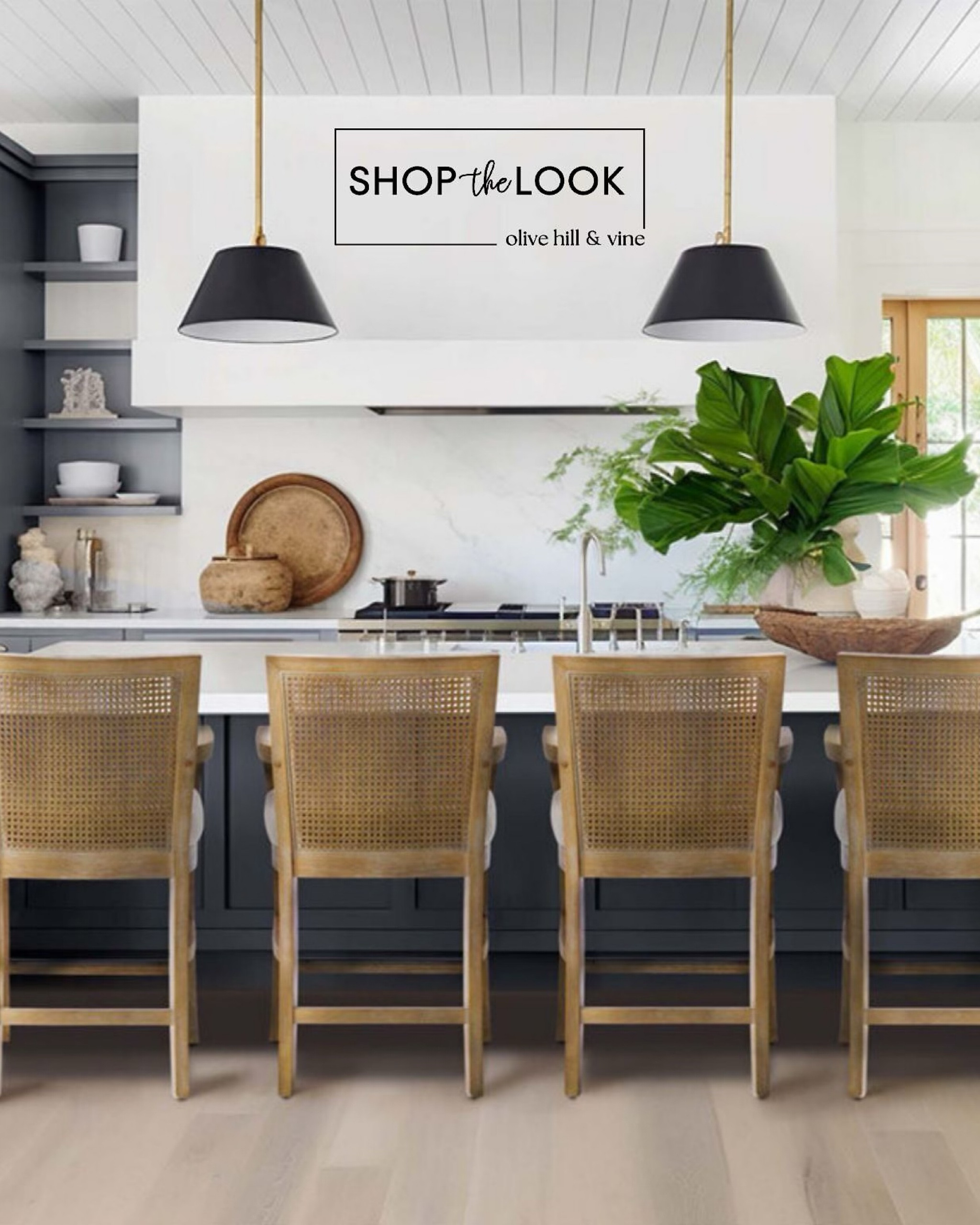 Dining dreams come to life with chic cane-back counter stools featuring plush upholstered cushions. A vintage brass pendant with a black shade and white lining casts a warm glow, blending elegance and simplicity for a space that’s effortlessly stylish. Shop this look today! 

#LTKStyleTip #LTKHome #LTKFamily