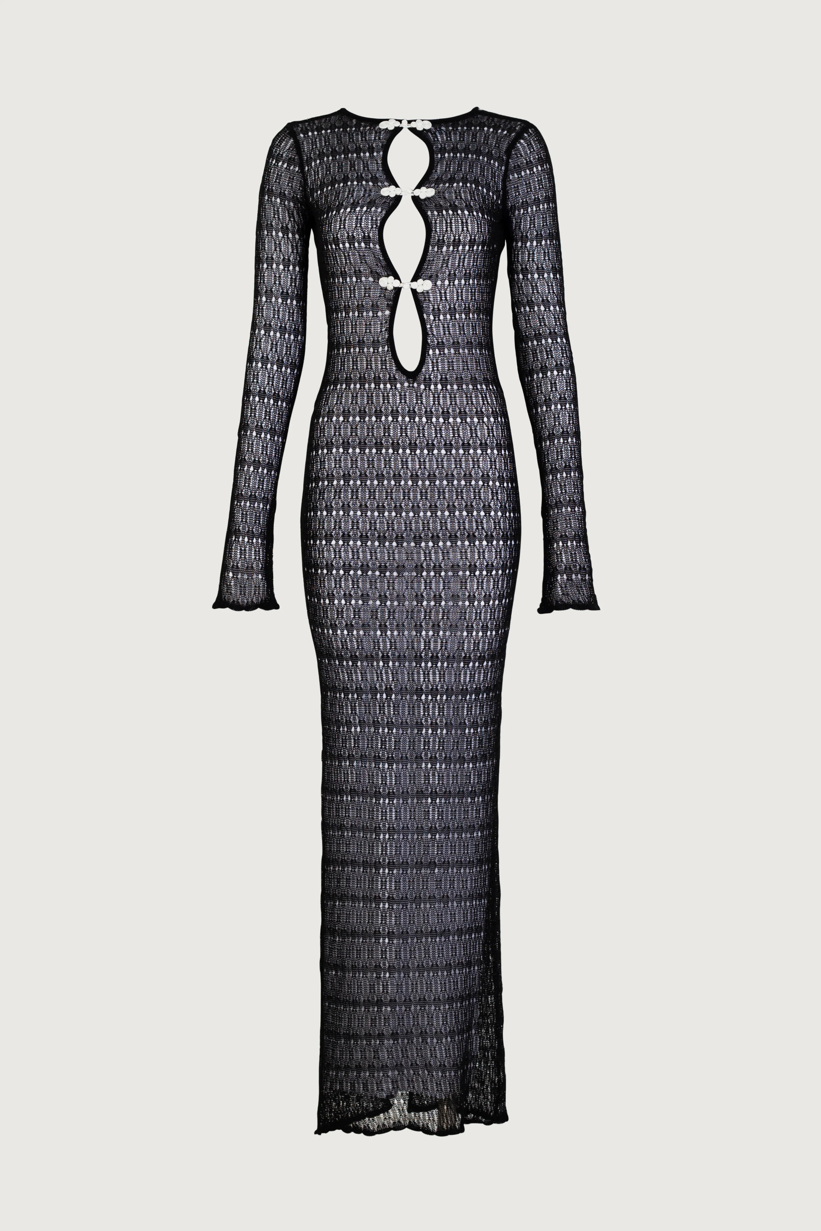 Keyhole Crochet Dress (Black/Cream) | SAME