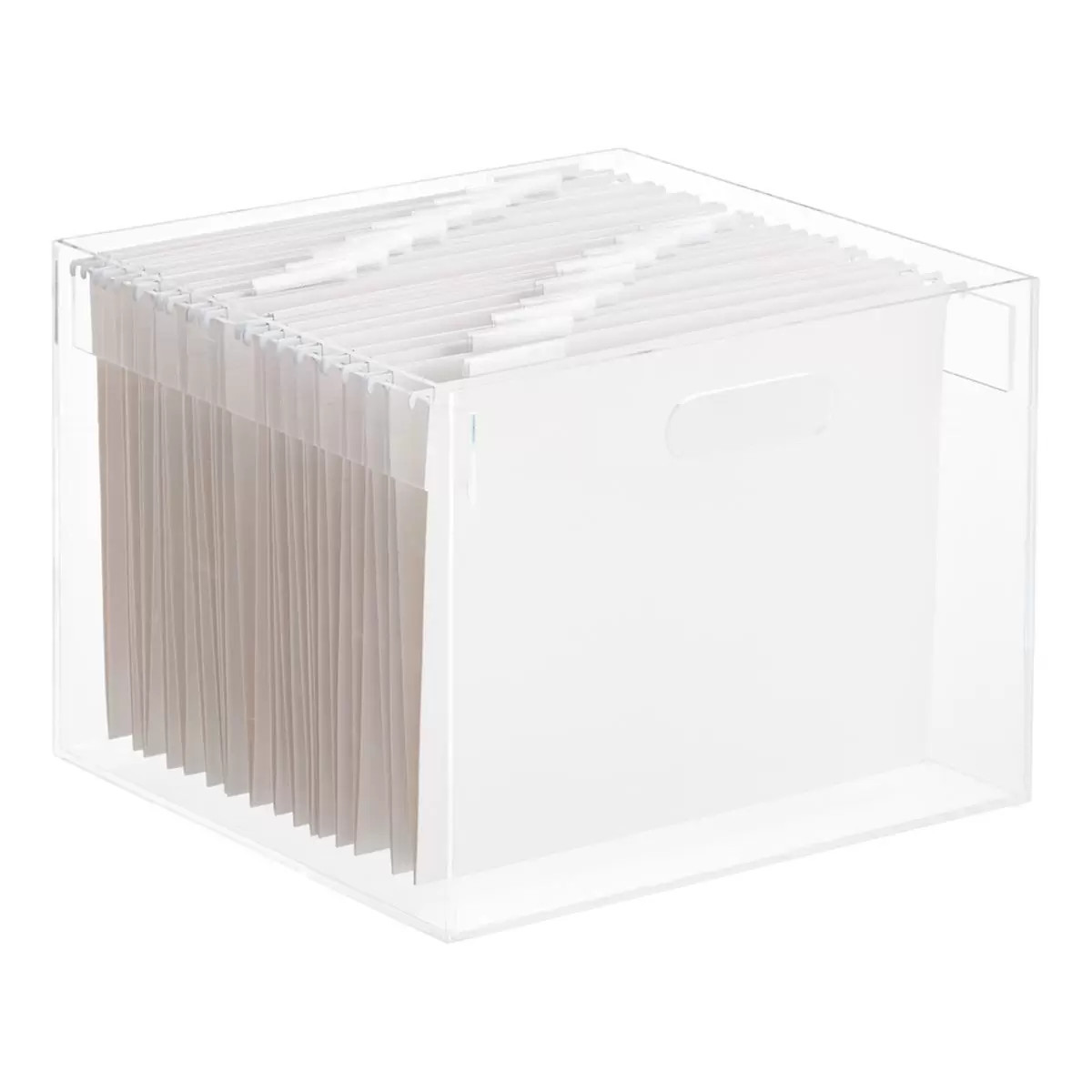 Luxe Stacking Acrylic Hanging File Box | The Container Store