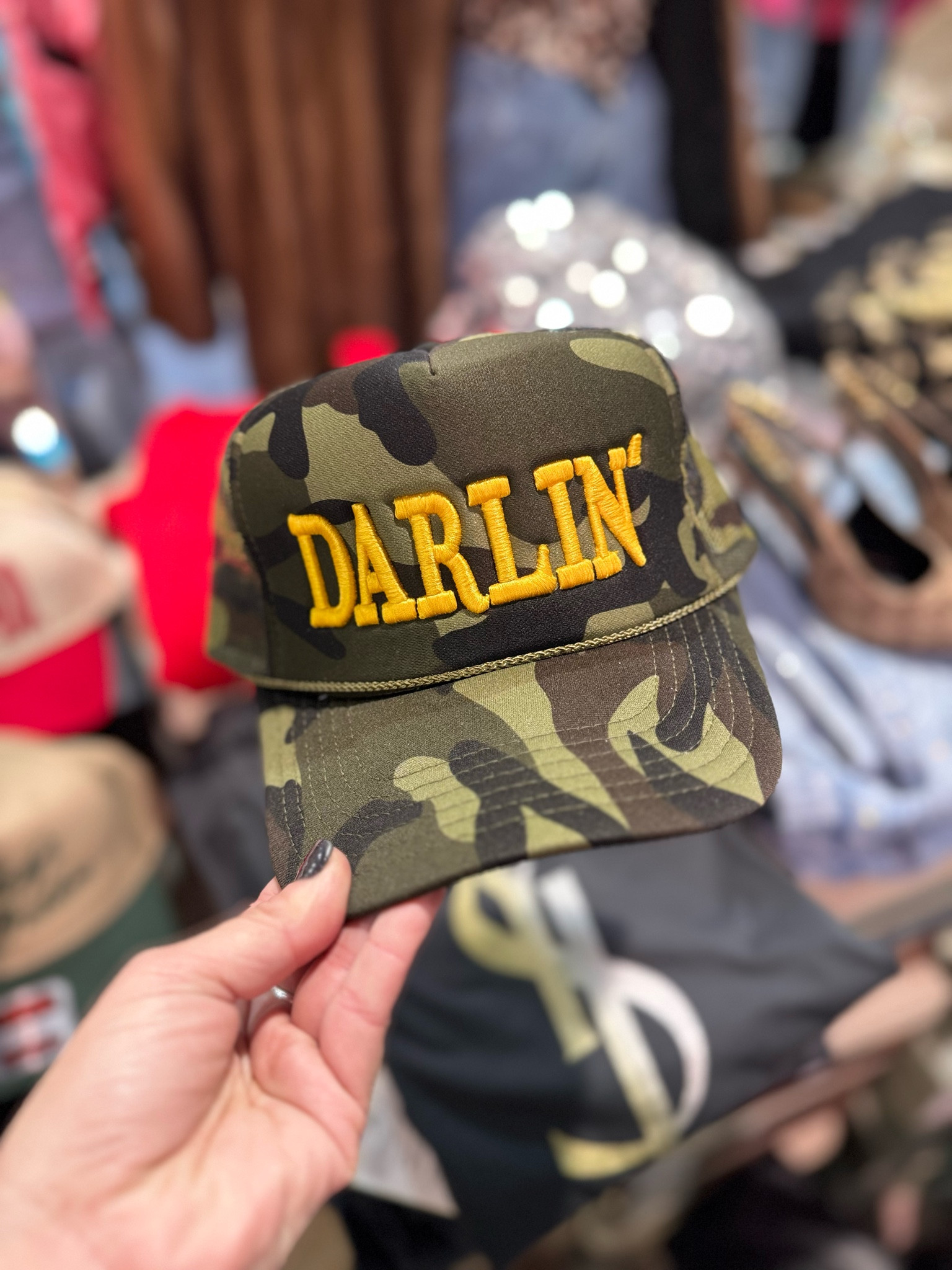 Trendy camo trucker hat, Darlin hat, great stocking stuffer, gift idea or just a cute hat for Nashville country concert outfit idea

#LTKGiftGuide #LTKFindsUnder50 #LTKFindsUnder100