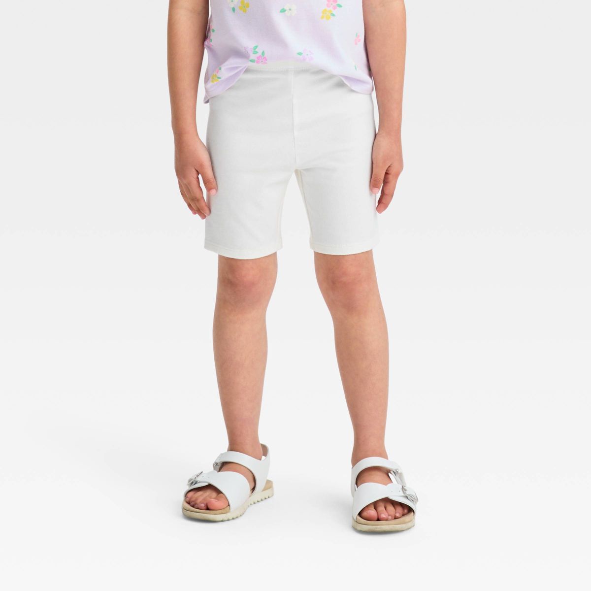 Toddler Girls' Shorts - Cat & Jack™ Chalk White 4T: Knee Length, Stretch Jersey Fabric, OEKO-TE... | Target