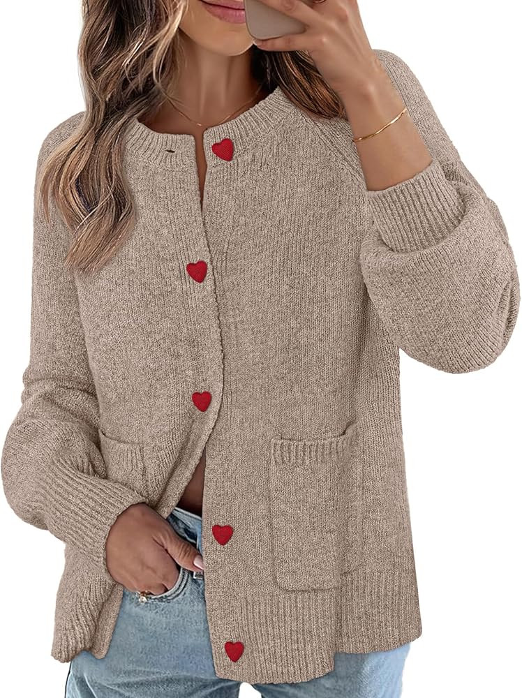MEROKEETY Women's Cardigan Sweaters 2026 Fall Trendy Chunky Knit Button Up Cute Winter Long Sleev... | Amazon (US)