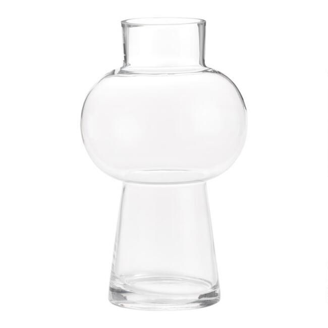 Clear Glass Pedestal Bulb Vase | World Market