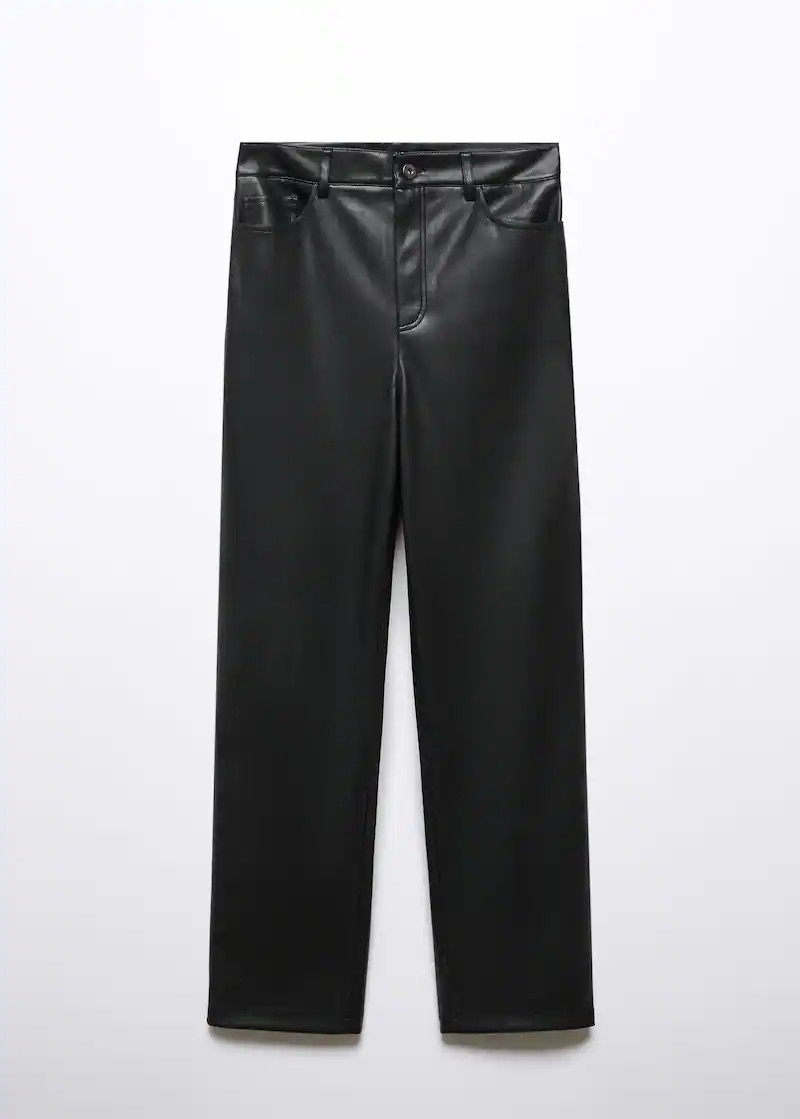 Leather-effect straight trousers -  Women | Mango United Kingdom | MANGO (UK)