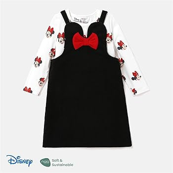 Disney Mickey and Friends Toddler Girl 2PCS Character Print Long-sleeve Dress and Bow Decor Flora... | Amazon (US)