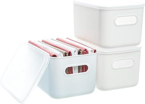 Citylife Storage Box set of 3, Stackable Basket with Clear Lids, Durable Plastic Storage Bins wit... | Amazon (UK)
