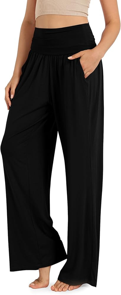 ODODOS Women's Wide Leg Palazzo Lounge Pants with Pockets Light Weight Loose Comfy Casual Pajama ... | Amazon (US)