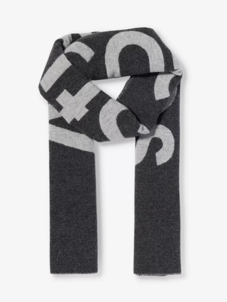 Tronty logo-pattern wool-blend scarf | Selfridges
