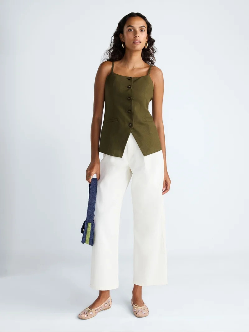 Scoop Women’s Linen Blend Vest, Sizes XS-XL | Walmart (US)