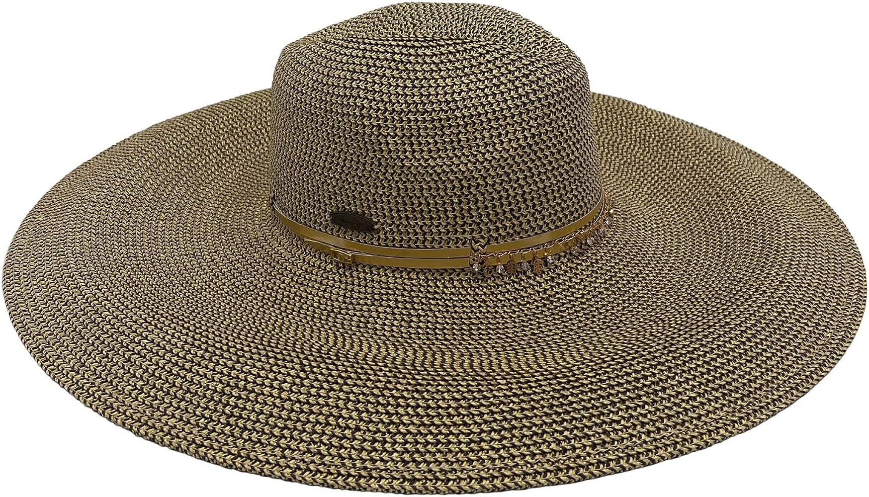 Panama Jack Women's Premium Straw Hat - Metallic Gold Paper Braid, UPF (SPF) 50+ UVA/UVB Sun Prot... | Amazon (US)