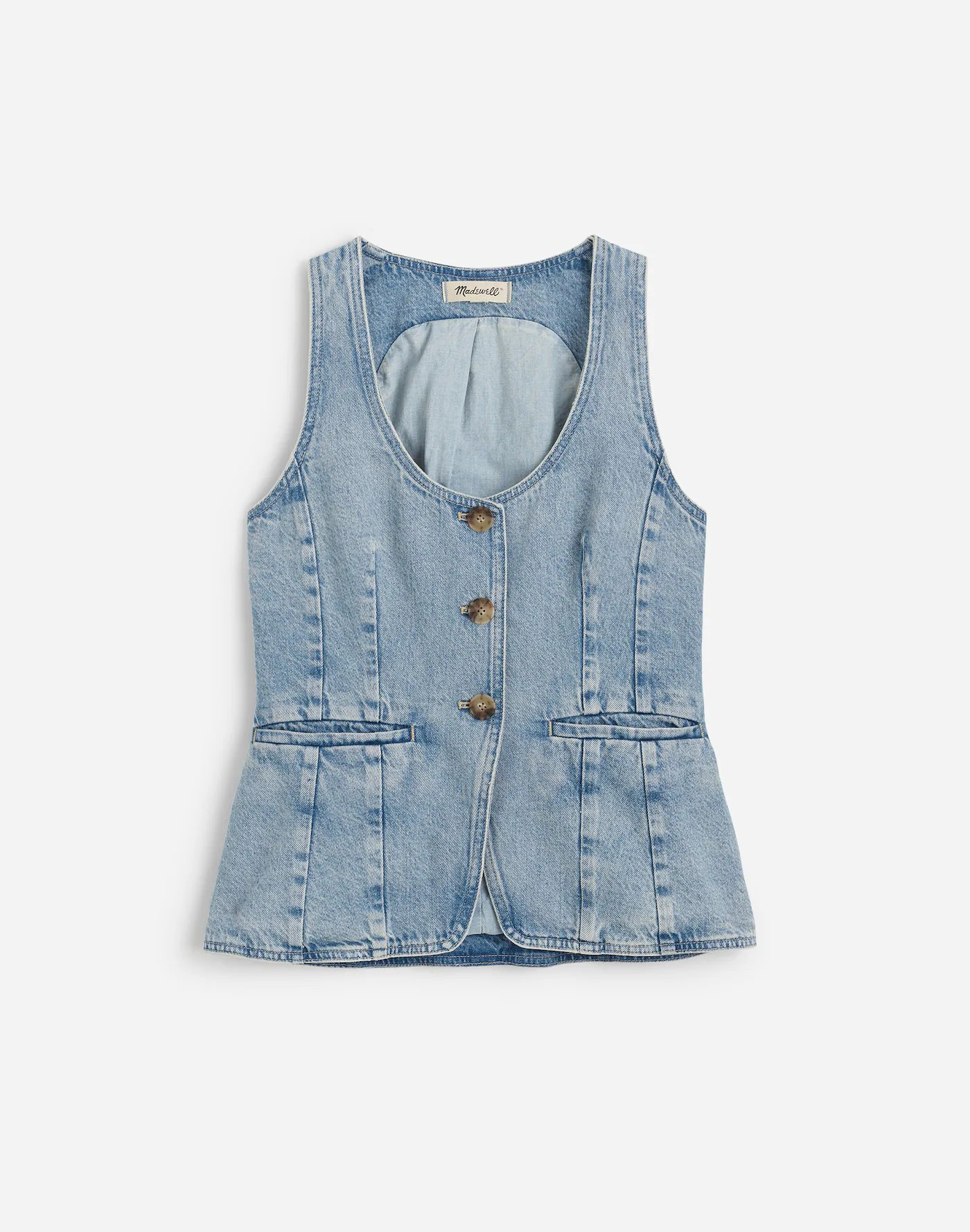 Denim Scoopneck Cutaway Vest in Edmonson Wash | Madewell | Madewell