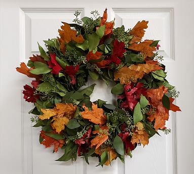 Dried Fall Leaves and Salal Wreath, 20" | Pottery Barn (US)