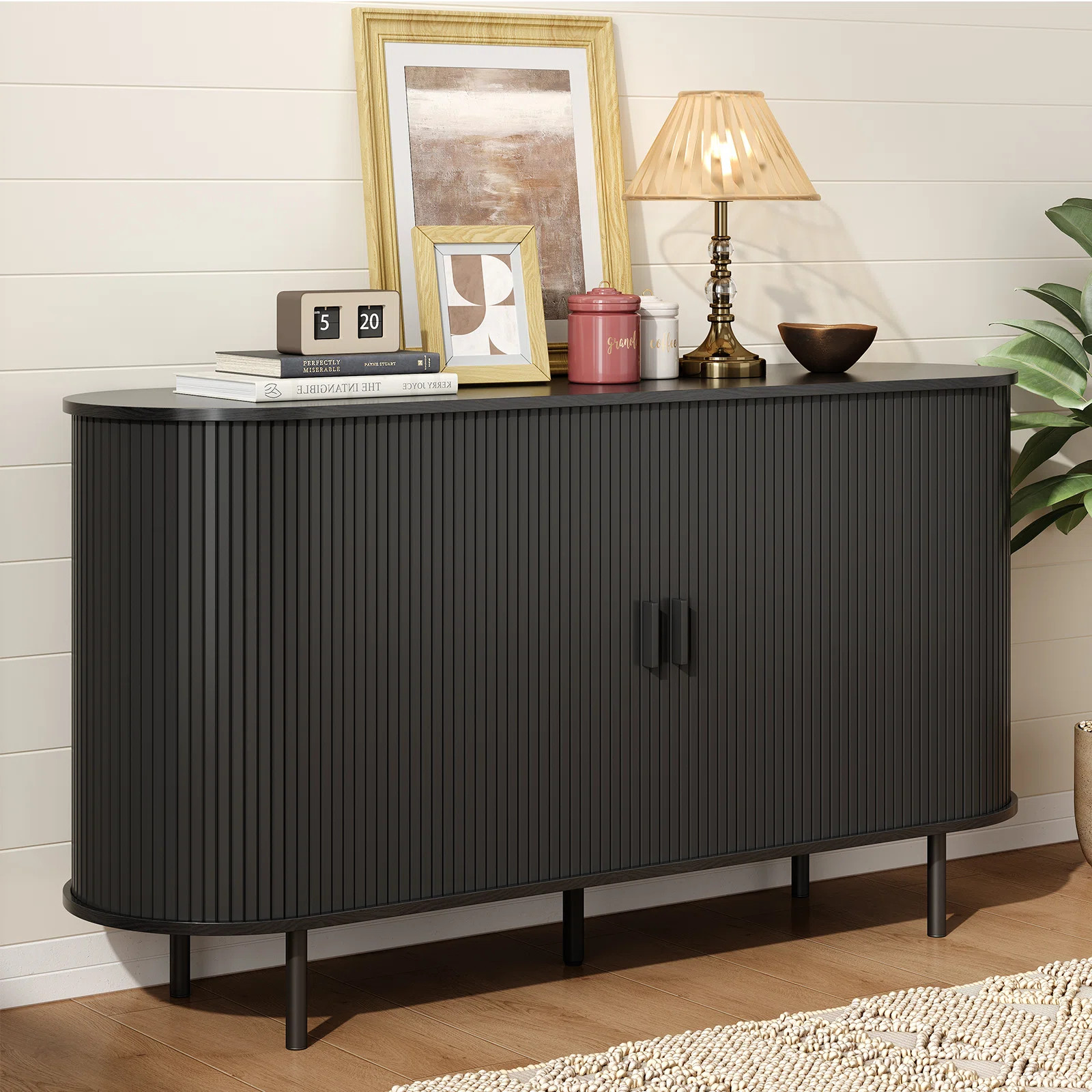 Ebern Designs 55'' Sideboard Storage Cabinet With Doors And Shelves - Credenza Storage Cabinet Fo... | Wayfair North America