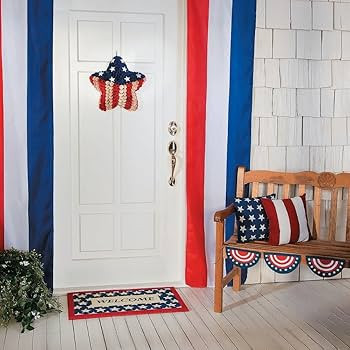 Fun Express Patriotic Stars and Stripes Outdoor Pillow Set of 2 - Premium 14x14 Cotton Throw Pill... | Amazon (US)