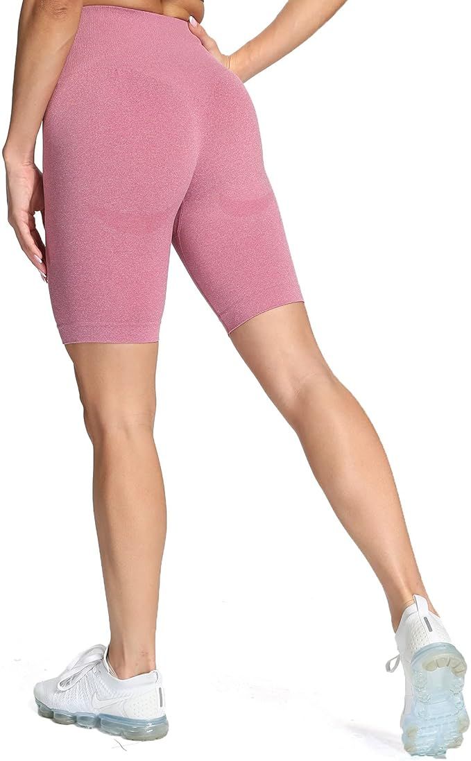 Aoxjox Women's High Waisted Tummy Control Workout Yoga Gym Simle Contour Seamless Cycling Shorts | Amazon (US)