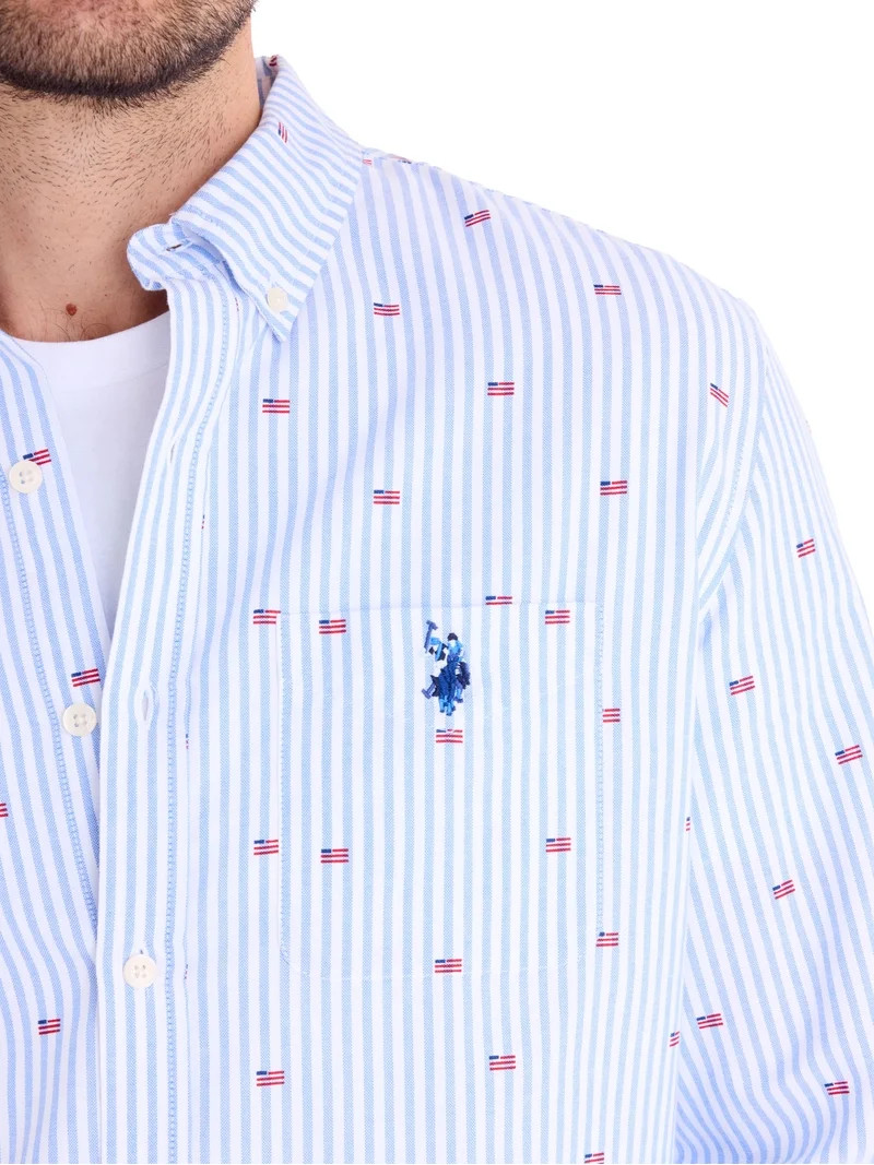 U.S. Polo Assn. Men's Long Sleeve Americana Oxford Shirt | Walmart (US)