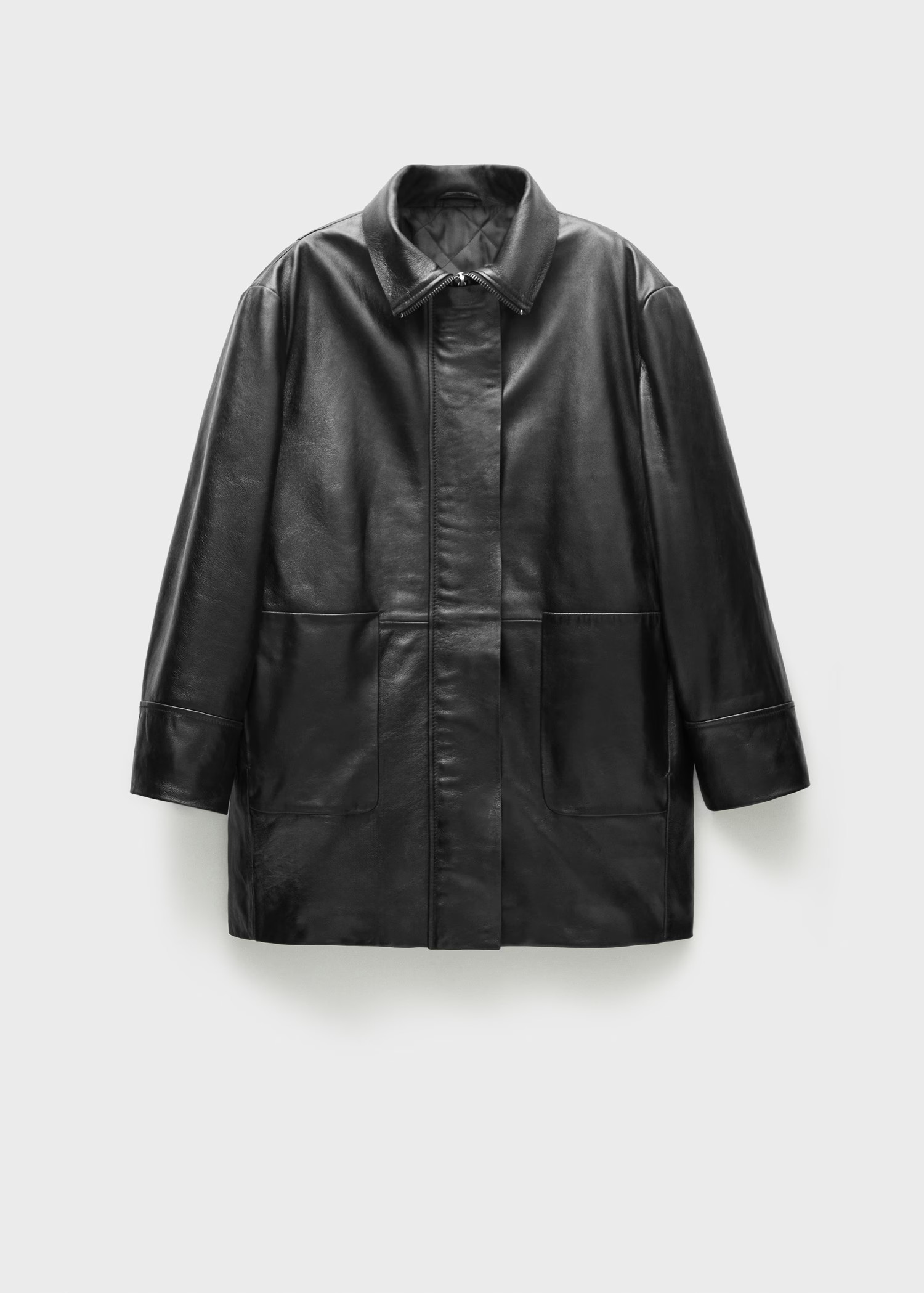 100% leather oversized jacket | MANGO (UK)