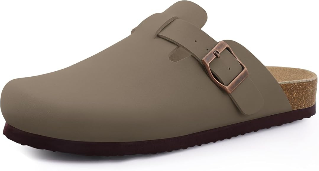KIDMI Women's Cork Footbed Clogs Leather Mules Comfort Potato Shoes with Arch Support | Amazon (US)