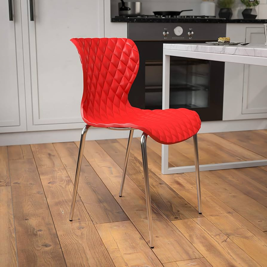 EMMA + OLIVER Contemporary Design Red Plastic Stack Chair | Amazon (US)