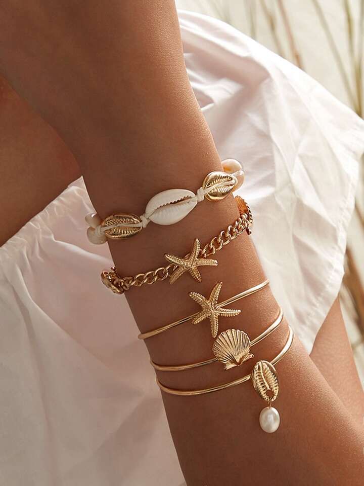 Starfish & Shell Decor Bracelet 5pcs | SHEIN