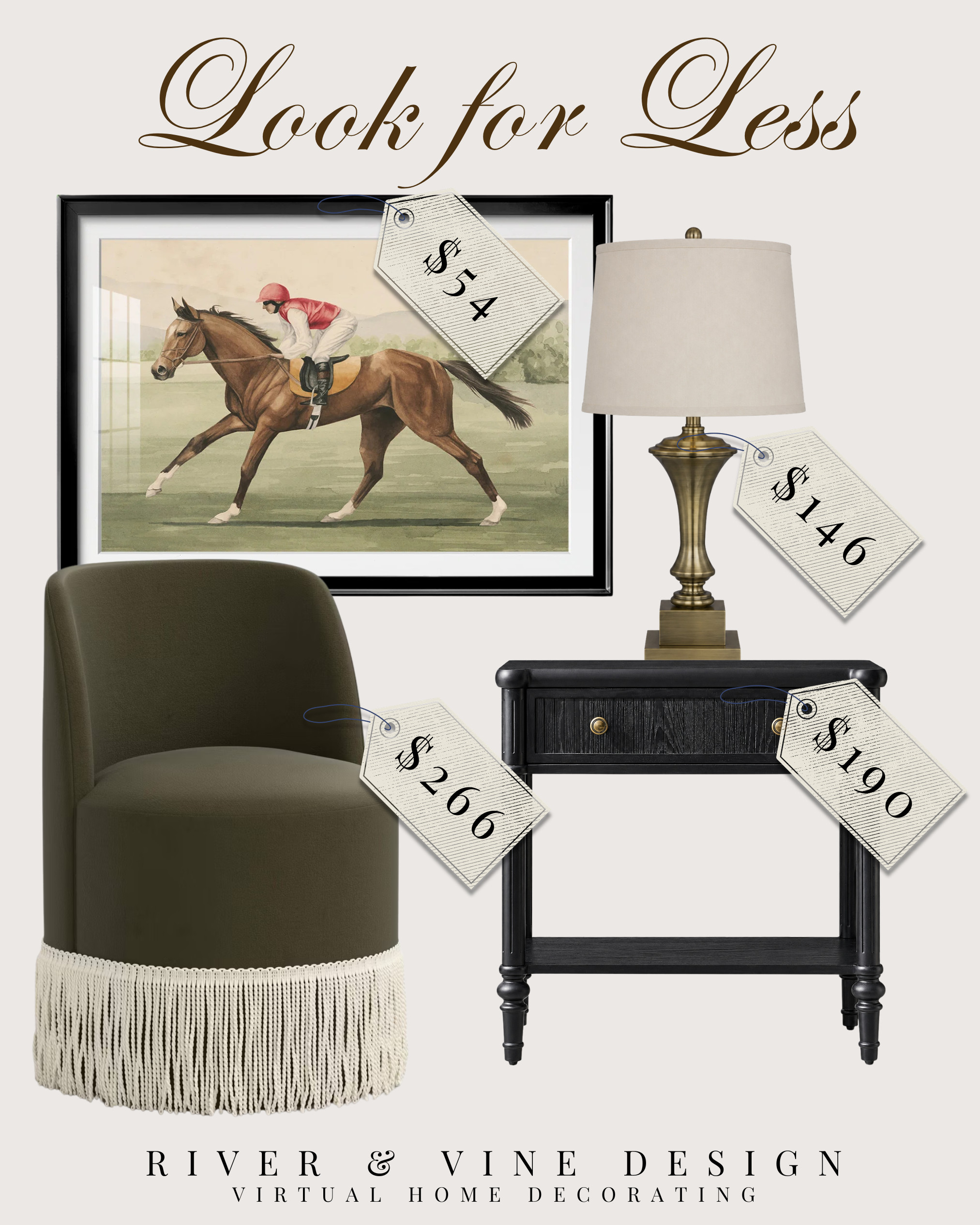 A classic equestrian bedroom look for less, with vintage-inspired horse art, an antique brass table lamp, a black wood nightstand, and a skirted accent chair that gives that collected country-house feeling.

These pieces are great if you love Ralph Lauren inspired decor, horse-country style, traditional bedroom decor, vintage artwork, brass lighting, classic wood furniture, and designer looks on a budget.

Disclosure: I may receive a small commission from purchases made through my links, at no additional cost to you. 

 #LTKHome