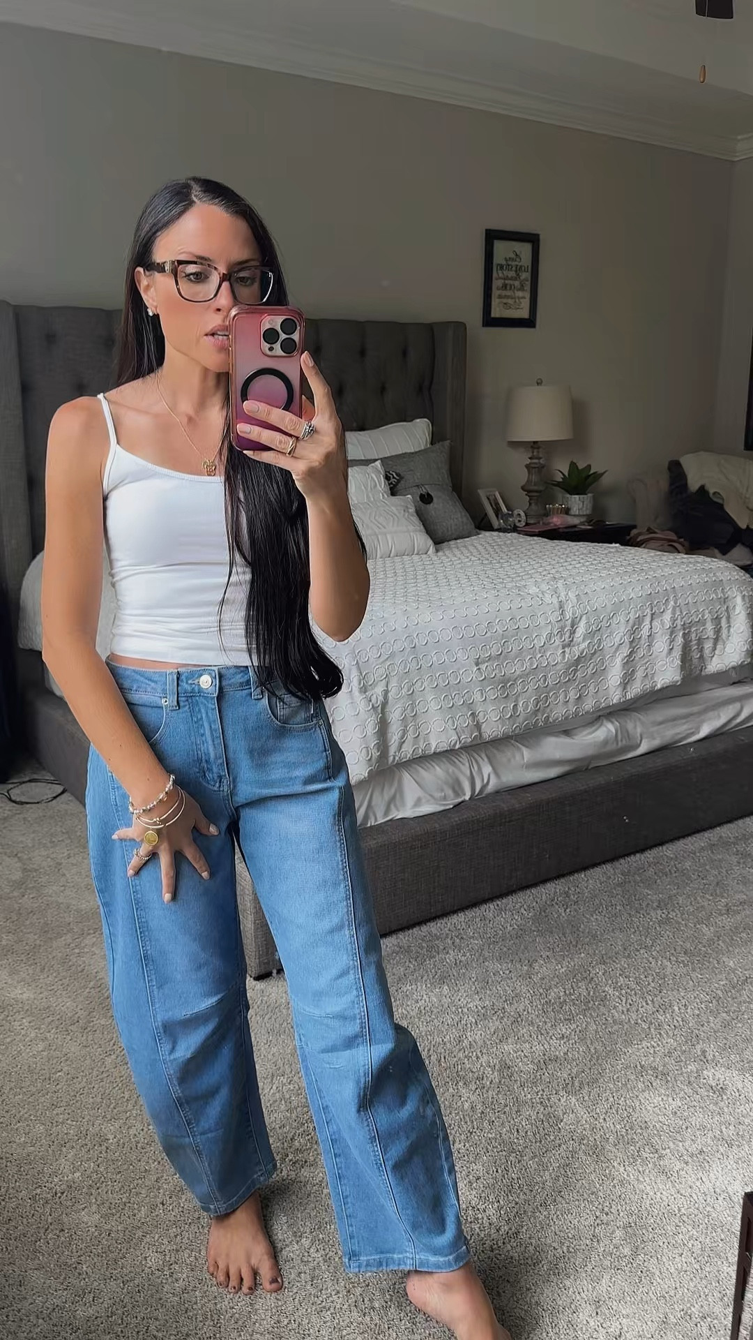 Casual everyday outfit for a mom on the go !! Simple white tank & barrel jeans  

#LTKFindsUnder100 #LTKStyleTip #LTKFindsUnder50