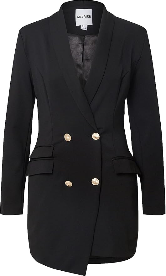 Akarise Double Breasted Gold Button Blazer Dress for Women Sexy - Asymmetric Long Blazers Jackets... | Amazon (US)
