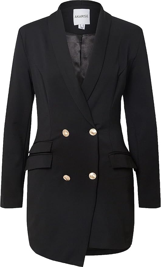 Akarise Double Breasted Gold Button Blazer Dress for Women Sexy - Asymmetric Long Blazers Jackets... | Amazon (US)