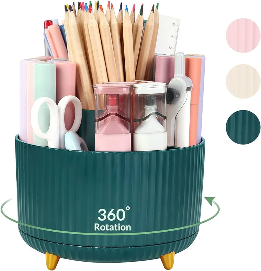 SKYDUE 360 Degree Rotating Desk Organizer, Dual-Purpose Pencil Pen Holder for Desk, Rotating Desk... | Amazon (US)