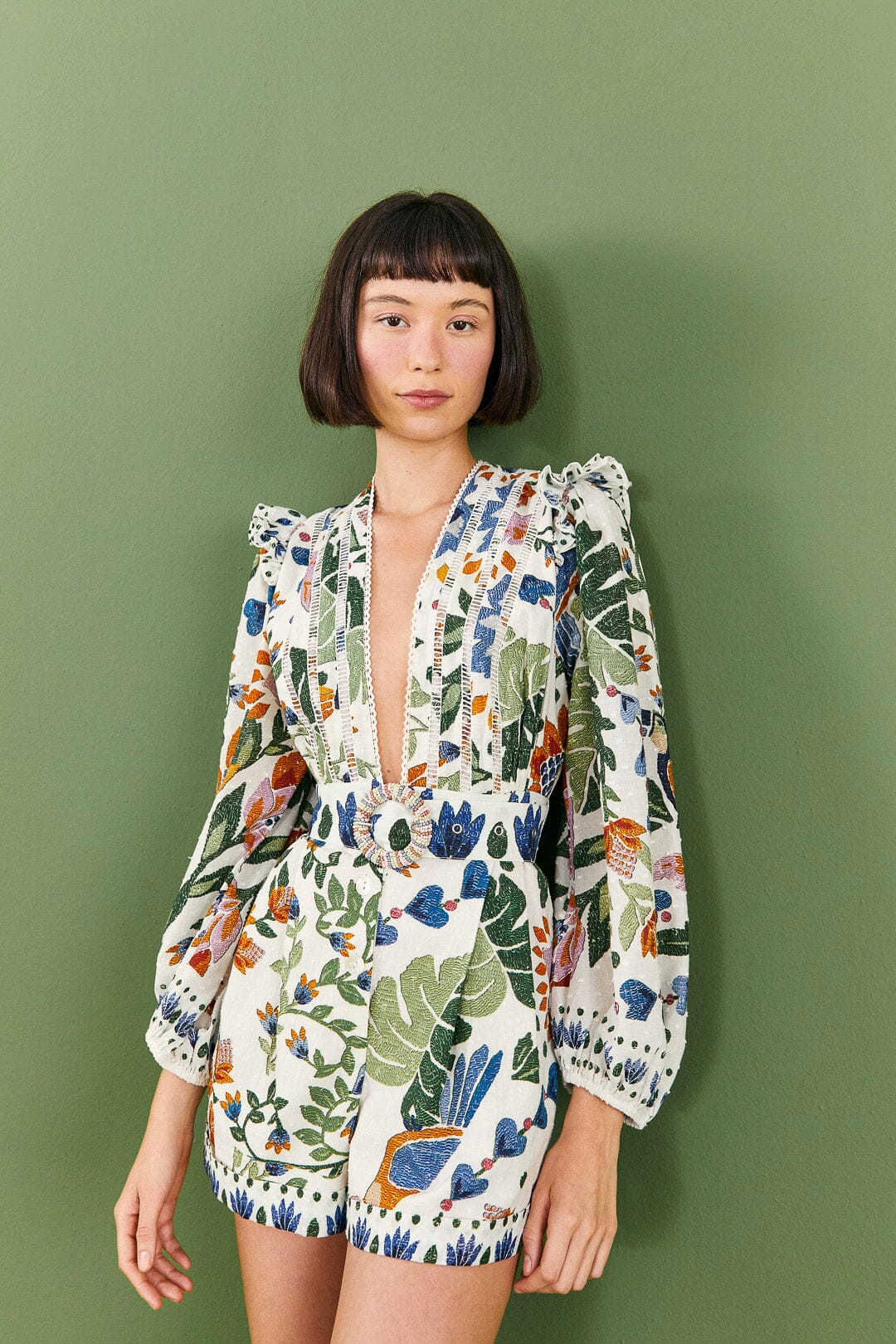 White Summer Garden Romper | FarmRio (US)