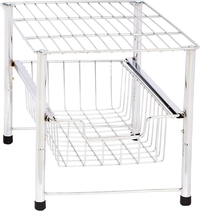 Amazon Basics Stackable Sliding Basket Drawer Storage Organizer - Chrome | Amazon (US)