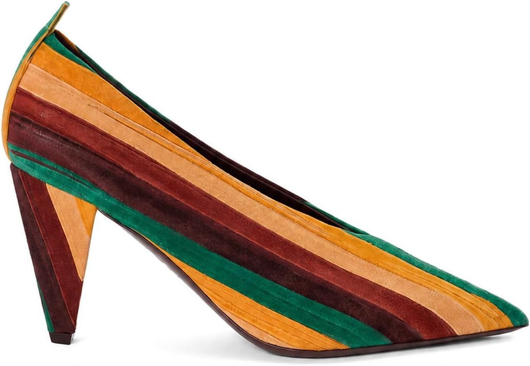 High Heels for Women Suede Pointed Toe Slip On Multicolor Pumps Shoes | Amazon (US)