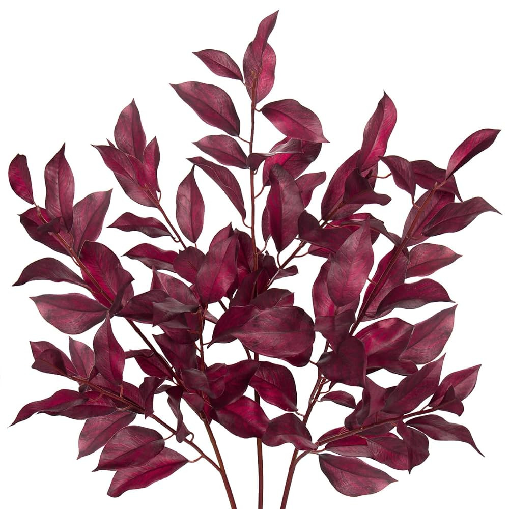 Oairse 3 Pcs Fall Leaves Stems Long Faux Fall Bay Leaves with Branches Artificial Autumn Branches... | Amazon (US)