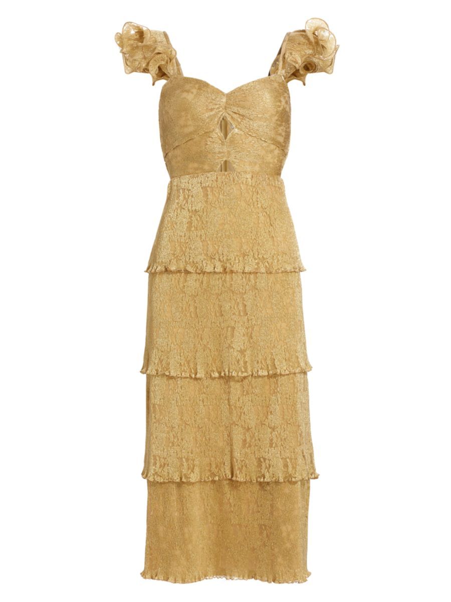Soma Tiered Foil-Lace Midi-Dress | Saks Fifth Avenue
