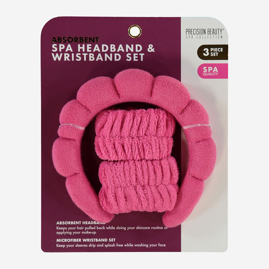 Three Piece Pink Spa Headband & Wristband Set | TK Maxx