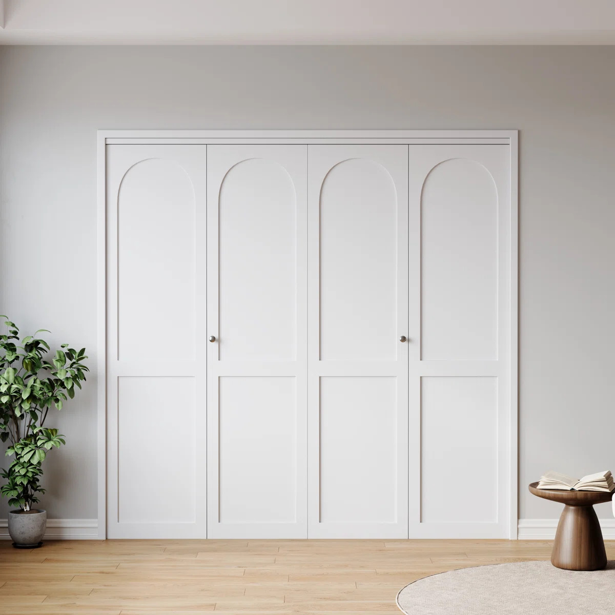 White Primed 60"W X 78"H Solid Core Shaker Bi-Fold Door With Installation Hardware Kit | Wayfair North America