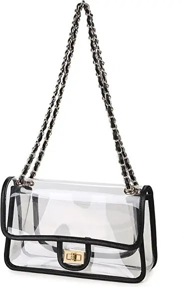 Lam Gallery Womens PVC Clear Purse Handbag with Chain Stadium Approved Clear Bag See Through Bag ... | Amazon (US)