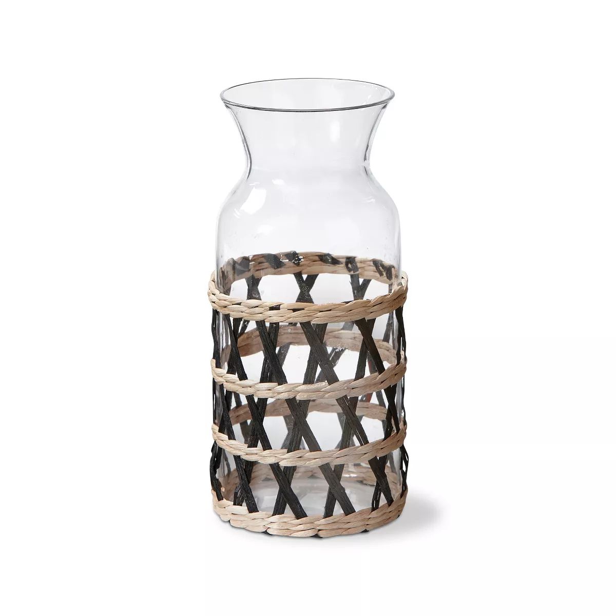 tagltd Island Collection Clear Glass Carafe Serveware Drinkware with Black Cattail Braided Sleeve... | Target