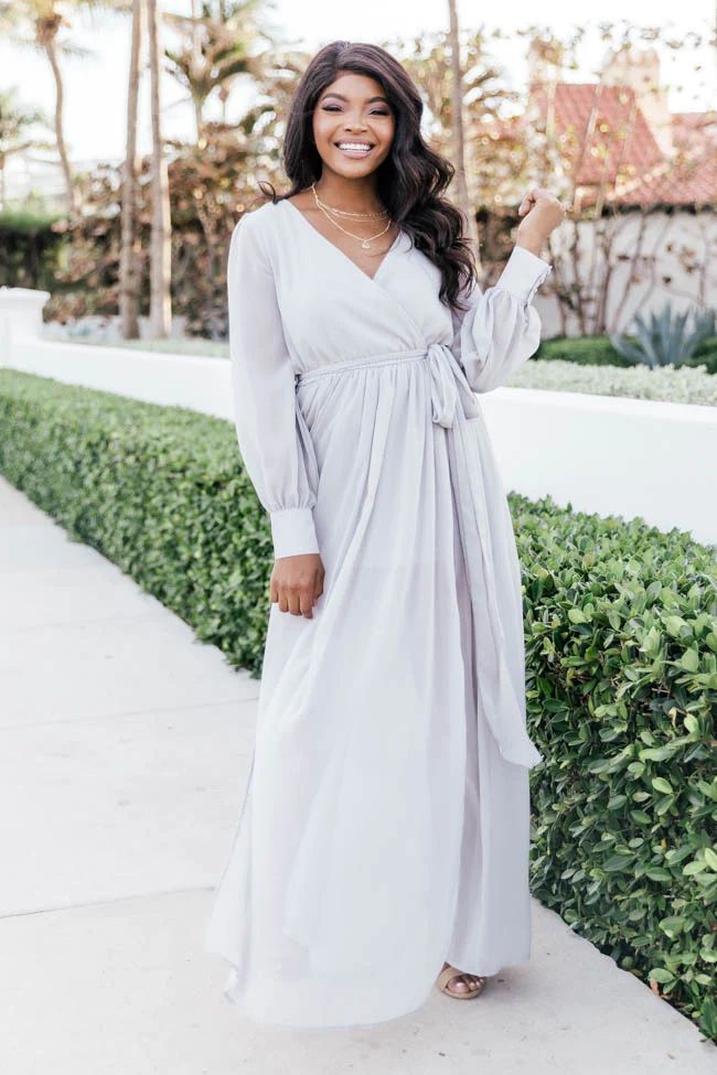 My Dearest Darling Silver Maxi Dress | The Pink Lily Boutique