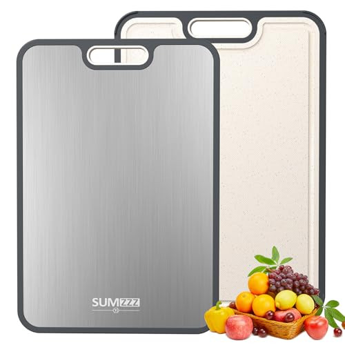 Sumzzz Titanium Cutting Board for Kitchen, Non Toxic 2-in-1 Cutting Board Double Sided Food Grade Pure Titanium, Knife Friendly Easy to Clean Large Size 15”×10.3” | Amazon (US)