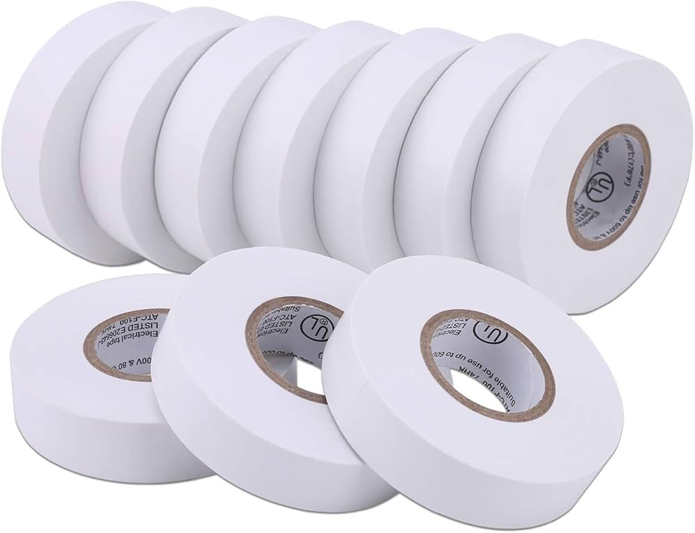 Lichamp 10-Pack White Electrical Tape Waterproof, 3/4 in x 66ft, Industrial Grade UL/CSA Listed H... | Amazon (US)