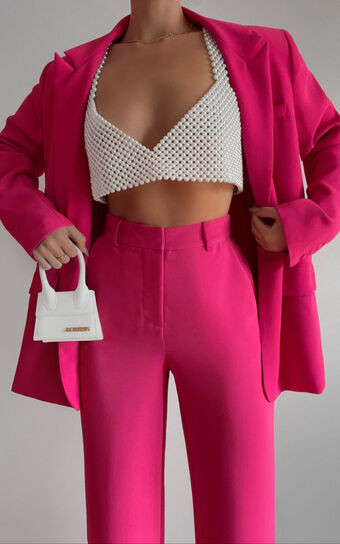 Bonnie Tailored Wide Leg Pants in Pink | Showpo (US, UK & Europe)